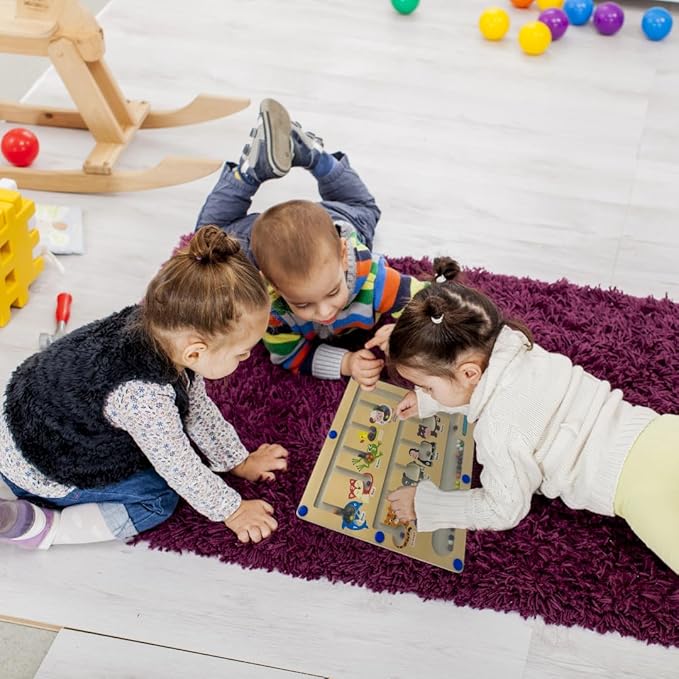 JDS Animal Color and Number Maze - Magnetic Wooden Puzzle Toy for Counting, and Color Recognition - Early Education Children’s Fine Motor Learning Activities