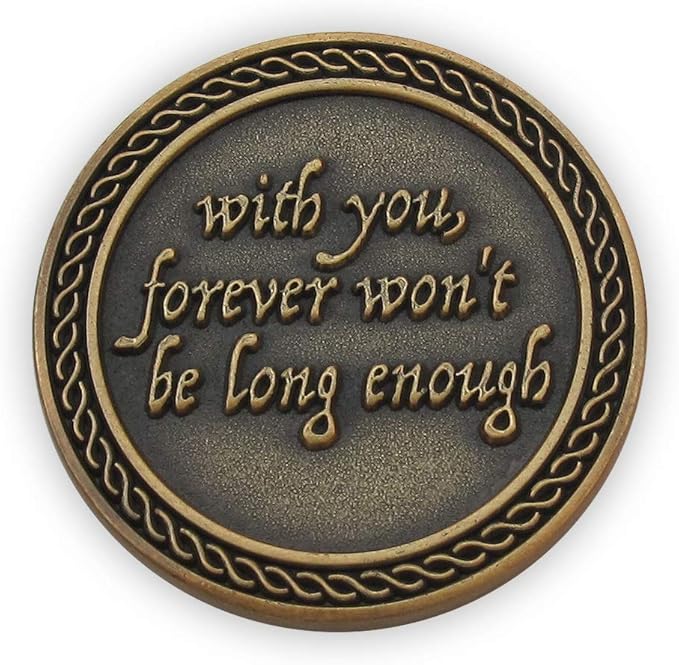 Romantic Love Expression Antique Gold Plated Pocket Coin for Date Night, You are My Love, with You Forever Won't Be Long Enough, Love Gift for Men & Women, from Him or Her