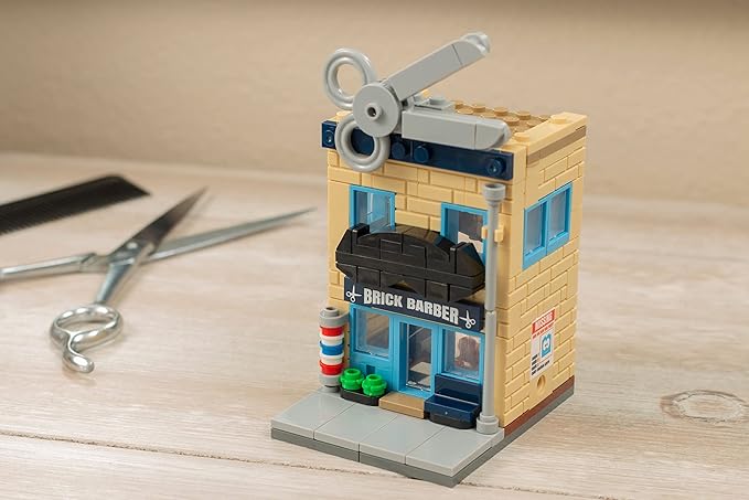 Brick Loot Mini City Barber Shop Building Set – 196-Piece Custom Brick Model Kit, Compatible with Major Brands – Toy Construction Set for Kids and Adults