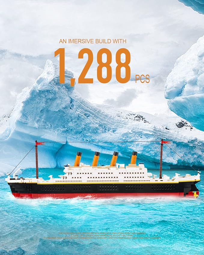 dOvOb Mini Blocks Titanic Building Set, 1288 Pieces Mini Bricks, Toys Gift for Adults and Kids
