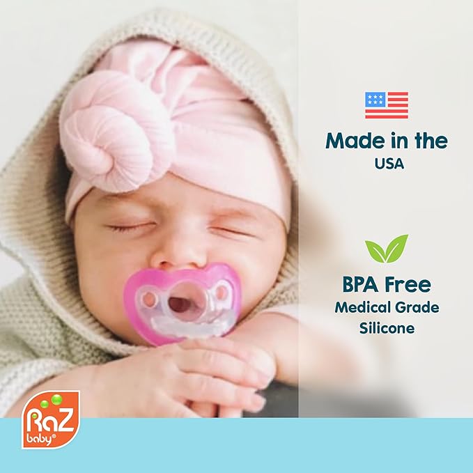 RaZbaby JollyPop Pacifier, Holder w/Detachable Baby Pacifier, Stuffed Animal RaZbuddy, All Ages 0M+, 100% Medical Grade USA Made Silicone, Machine Washable, Textured & Easy to Hold – Dragon