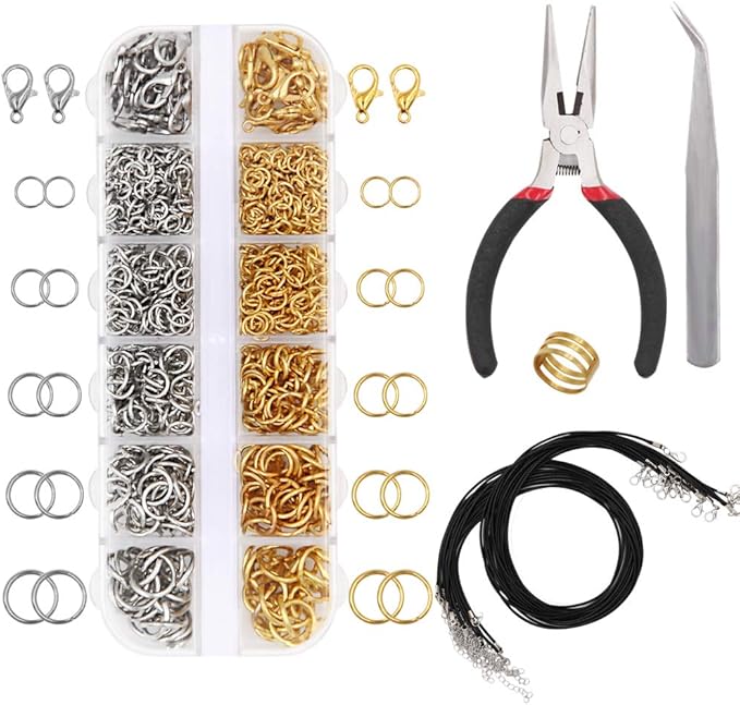 EuTengHao 1314pcs Open Jump Rings and Lobster Clasps Jewelry Repair Tools Making Supplies Kit & Jewelry Finding Kit for Necklace Repair with DIY Making Accessories (Gold and Silver)