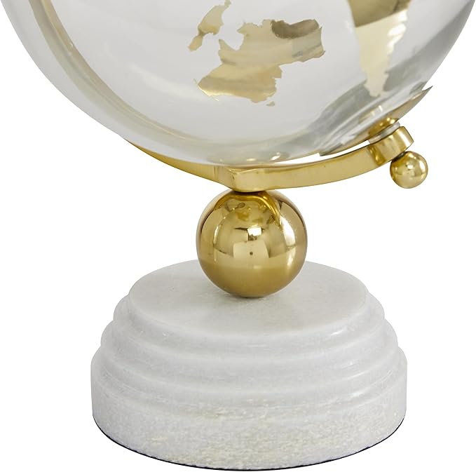 Deco 79 Marble Globe with Marble Base and Tiered Base, 5" x 5" x 11", Gold