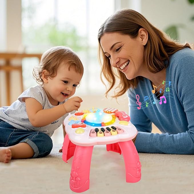 Baby Toy- Engaging Baby Activity Center for 6 12 18 Months Old- Safe, Sturdy, and Fun (11.8 x 11.8 x 12.2 inches), (Pink)