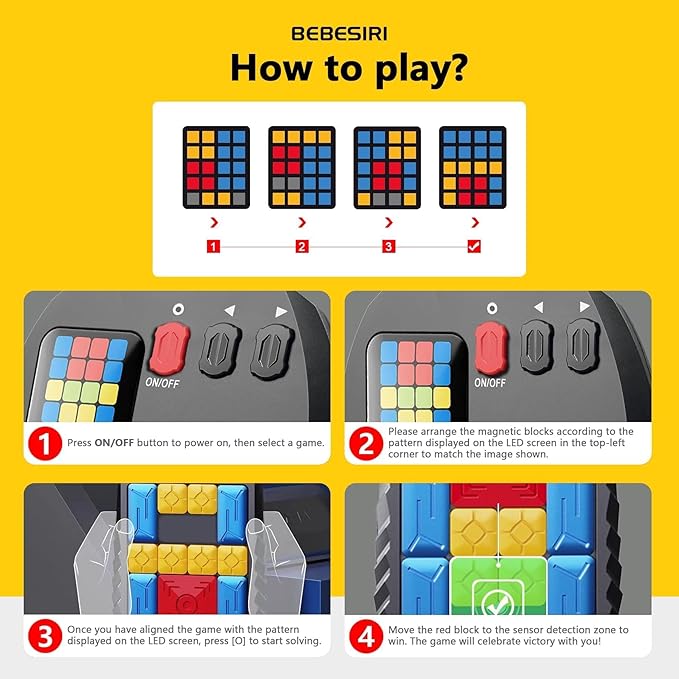 Super Slide Puzzle Game – Rechargeable Brain Teaser Unlock 500+ Levels of Electrifying Sliding Puzzles，A Dazzling Electronic Brain Challenge with Addictive Puzzle Fun for All Ages(Black)