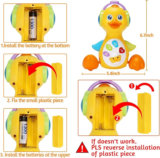 Tsomtto Baby Musical Duck Toy Dancing Crawling Tummy Time, Light Up Infant Toys 0-3-6 6-12 12-18 Months Halloween for 1 2 Year Old Boys Girls Baby Learning Development Toddler Toys Age 0-2