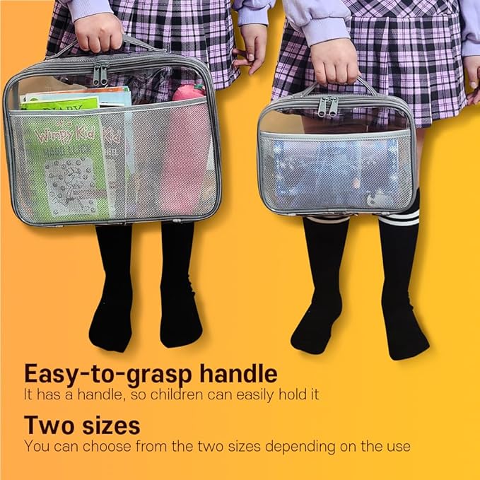holay 4 Packs PVC Zippered Blocks Set, Toy, Clay, Board game Storage Organizer Case (Name Tag, Manual Pocket) (Gray, Large)