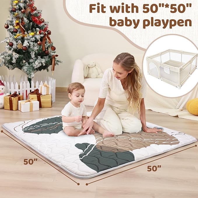 Baby Play Mat, 50x50 Playpen Mat, Thick Soft Foam Playmats for Baby, Foldable and Washable Baby Crawling Mat for Floor(Scandinavia)