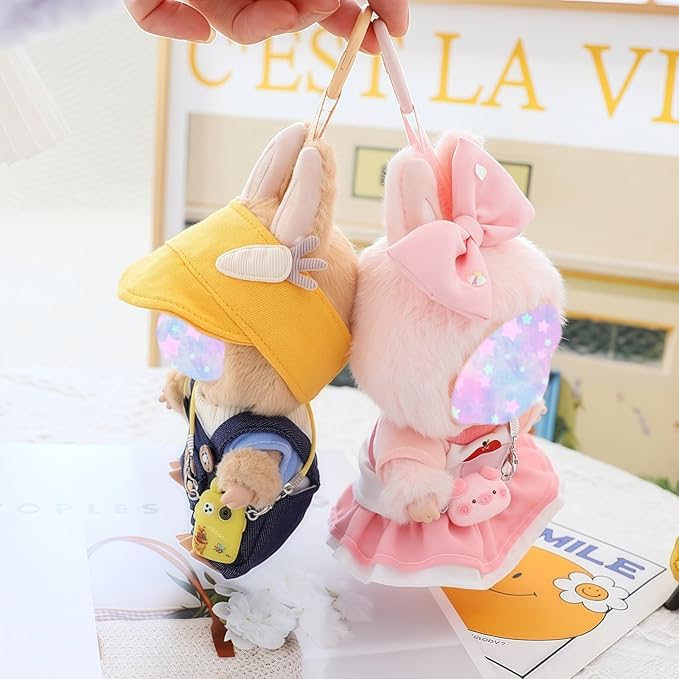 17cm Doll Clothes Set, 4 Pieces Dress Skirt Outfit Set for 6.7inch Doll Suit, Cute Fashion Bowknot Clothes Accessories for 1st/2nd/3rd Gen Dolls Play & Display Pink