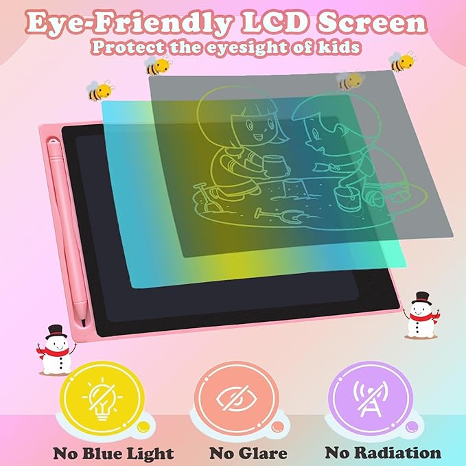 4 Pack LCD Writing Tablets for Kids, 8.5 Inch, Toddler Toys Colorful Doodle Board Birthday Gifts for Ages 3-8 Boys Girls Drawing Tablet for Learning and Education (Blue Pink Red Black)