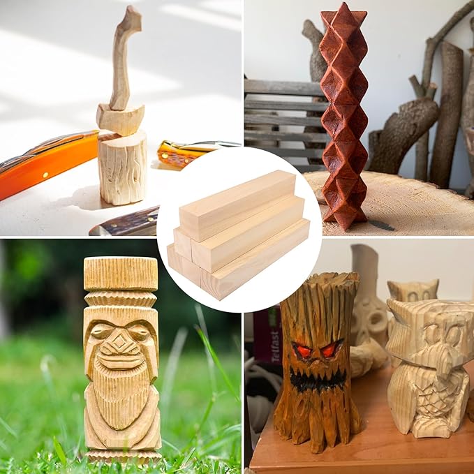 10 Pack Basswood Carving Blocks, 8x2x2 Inches Basswood Blocks for Beginner to Advanced Carvers, Ideal for DIY Projects and Gifts, Soft and Smooth, Easy Whittling and Carving,by GNIEMCKIN