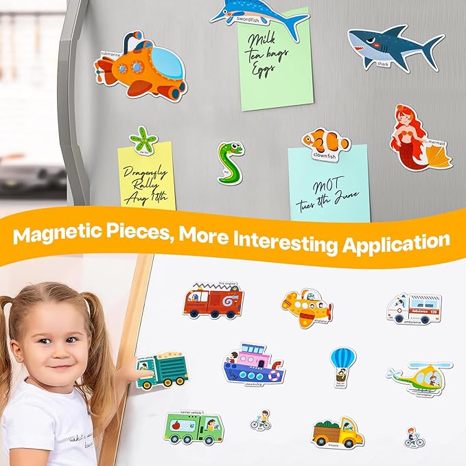 Magnetic Playset Portable Playboard, Cute Farmhouse Animal Reusable Magnets Sticker Books for Toddlers 3-5 Years, 34 PCS Refrigerator Magnets for Kids Girls Boys Perfect Preschool Learning Travel Toy