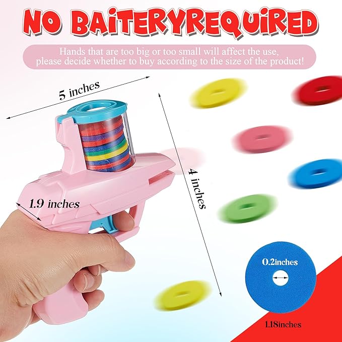 Sumind 2 Pcs Foam Disc Shooter Zip Shot Shooter Disc Launcher (Red,Pink)