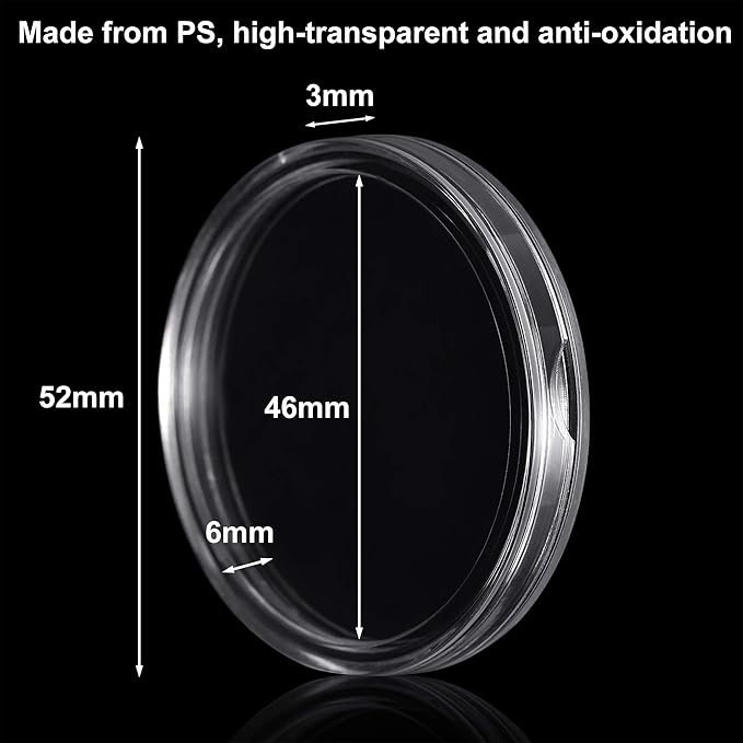 FRIMOONY 46mm Coin Capsules, with Foam Gasket and Plastic Storage Box, for Coin Collection