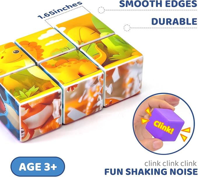 Magnetic Blocks for Toddlers, Dinosaur Theme Magnet Puzzle for Kids, Montessori Toys for 1+, Sensory Toys for Boys & Girls Ages 3 4 5 6