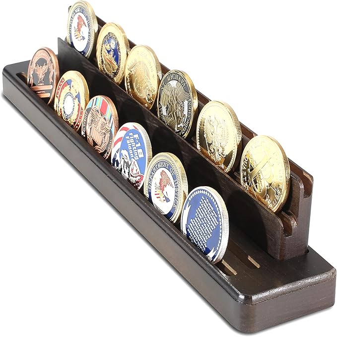 Display coin holder - 4 Rows challenge coin display coin holder(Coins not included) - Military Coin Display Stand