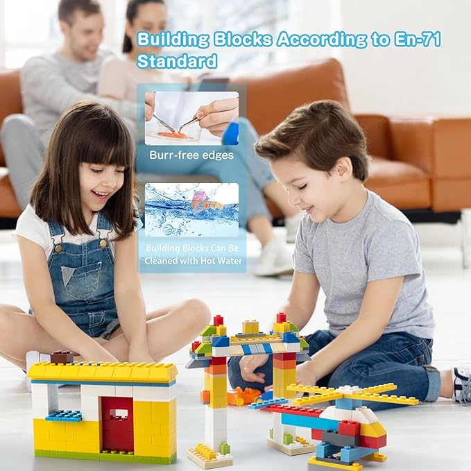 1500 Pieces Classic Building Bricks Set – Bulk Basic Blocks in 12 Colors & 14 Shapes, Compatible Bulk Block, STEM Educational Toy Suitable for Boys & Girls Ages 6+, Packed in Box.