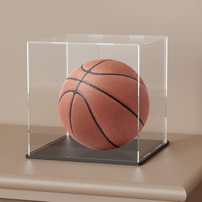 SVENJBB Acrylic Display Case, 12x12x12 Inch Cube, Clear Acrylic Box with Matte Black Base and Lid for Collectibles and Figures