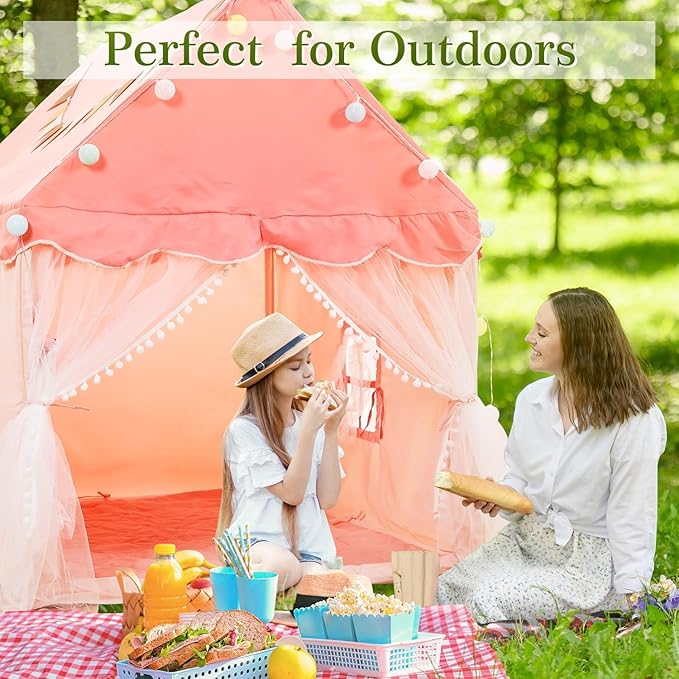 EagleStone Large Kids Play Tent with Star Light, Padded Mat,Toddler Tent Indoor,Playhouse for Toddlers, Boys, Girls, Indoor Bed Tent Gift Toy
