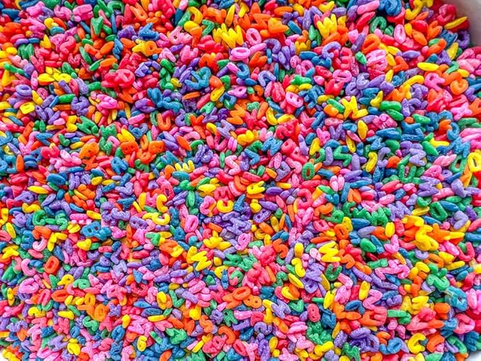 Pasta Sensory Bin Filler for Sensory Table - Colored Pasta for Sensory Play (Rainbow Alphabet Pasta, 4 Cup)