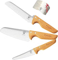 Kibbidea Kids Knife Set for Real Cooking Safe, 4pcs Kids Kitchen Cutting Chopping Knives, Food-grade Stainless Steel Blades, Metal Children First Starter knife, BPA-free Tool (Silver)