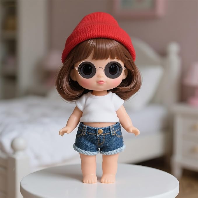 4pcs Mini Doll Glasses, Cute Tiny Sunglasses for Most Dolls Outfit and Toys Clothes Set Decorations with Metal Frame Multi-Color Lenses Fashion Eyewear Accessories (Color 1)