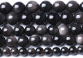 4MM 86PCS Natural Stone Silver Obsidian Loose Beads for Jewelry Making DIY Bracelet