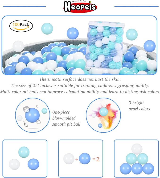 Ball Pit Balls Pack of 100 200 500 - Star and Round Set BPA Free Phthalate Free Non-Toxic Crush Proof Play Balls Soft Plastic Balls for Toddlers Baby Kids Birthday Pool Tent Party