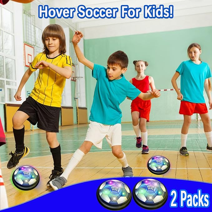 VNVDFLM Hover Soccer Ball Toys for Boys Girls,Rechargeable Floating Soccer Ball with Led Lights and Foam Cushion,Indoor Air Football Game Perfect Birthday for Kids Age 3-9 (Black 2)