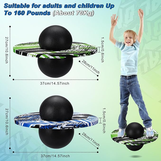 Junkin 2 Pcs Pogo Ball Trick Board Toy Balance Board Pogo Balance Bounce Ball with Pump and Strong Grip Deck for Fun Challenge Fidget Indoor,Outdoor Toys