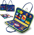 Busy Board Montessori Sensory Toy Travel Educational Book Kids 2 3 4 Years Toddler Fine Motor Skills Preschool Activities Clock Buckle Zipper Buttons Learning Gift Portable Carry Case