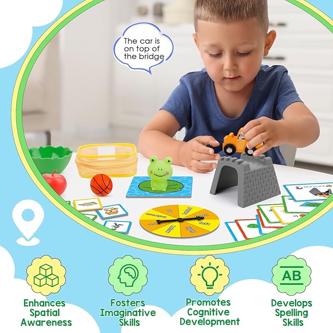 Positional Word Learning Set|Manipulatives Match Games|Educational Games for Kids Ages 4|STEM Learning Activities| Flash Cards for Toddlers 3-5|Fine Motor Skills|Speech Therapy Toys