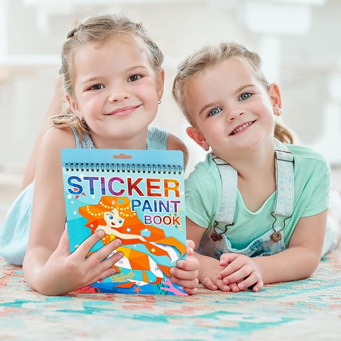 Mermaid Crafts Sticker Book for Kids Ages 4-8, Party Favor, Travel Activity Set