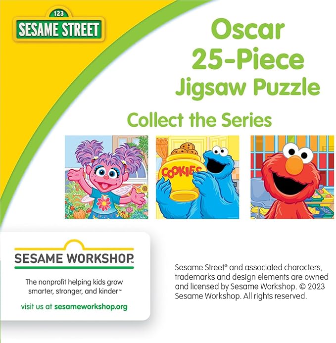 Sesame Street Oscar 25pc Puzzle - Jigsaw Puzzle with Vibrant Artwork and Durable Pieces - Fun Family Activity, Brain Challenge, and Educational Entertainment for Kids, Teens, and Adults