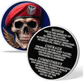 AtSKnSK Memento Mori Coin Momento Mori Coin Skull Coin Stoic Gifts Memento Mori Calendar Living Memento Mori Amor Fati Coin (Red Hat Navy Skull)