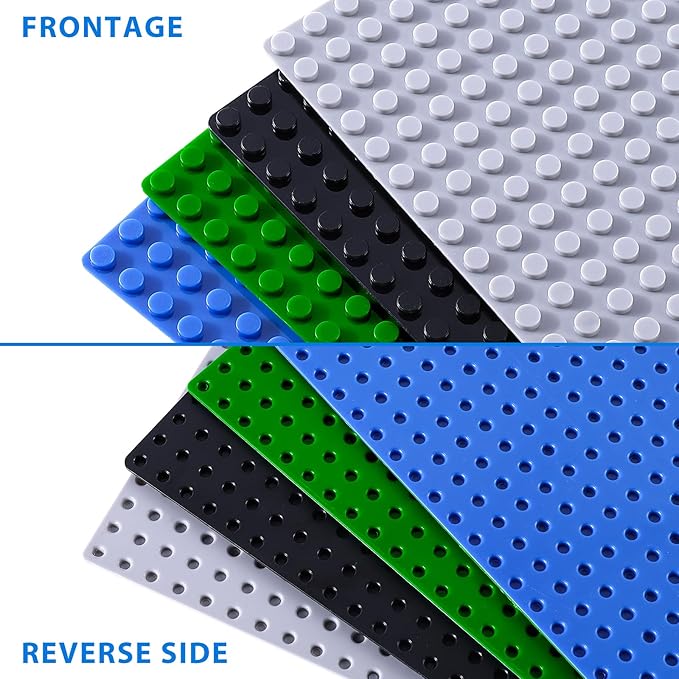Classic Blue Baseplates, 32x32 Studs Square Base Plates for Play or Display Bricks Creations, Compatible with Classic Legos, 10" x 10", Pack of 2, Perfect for Water and Ocean