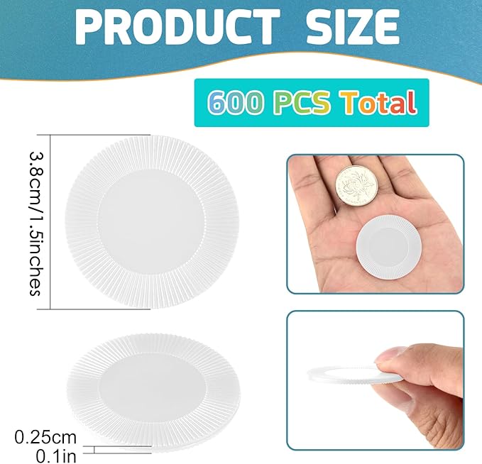 Coopay 600 Pieces Plastic Poker Chips Bingo Chip Bulk Learning Counters Disks Poker Card Game Counting Markers for Math Practice, Game Tokens and Teaching Rewards, 38 mm/ 1.5 Inches (White)