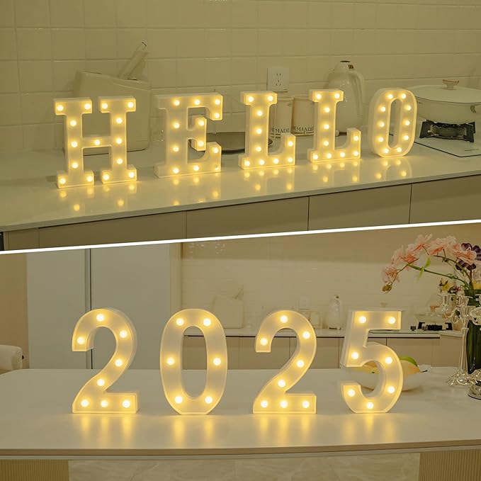 Foaky Rechargeable LED Letter Lights Sign Marquee Light Up Letters Sign for Night Light Wedding/Birthday Party Christmas Lamp Home Bar Decoration (G)