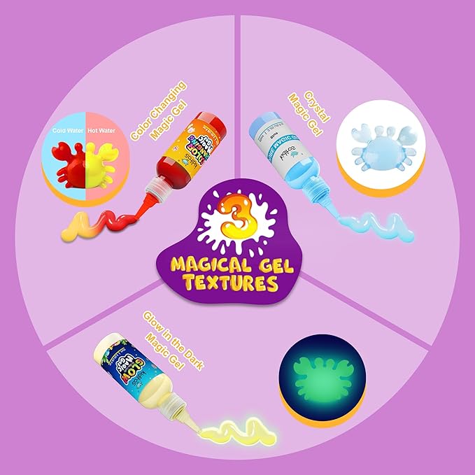 Kiditos Magic Water Elf Toy Kit–Squishies for Kids,12 Gels+10 Molds&1 Bottle, Magic Gel Water Pets Sensory Toy, Fun DIY Craft Kit & Refill, Party Favors, Birthday & Christmas Gifts for Kids Ages 3+