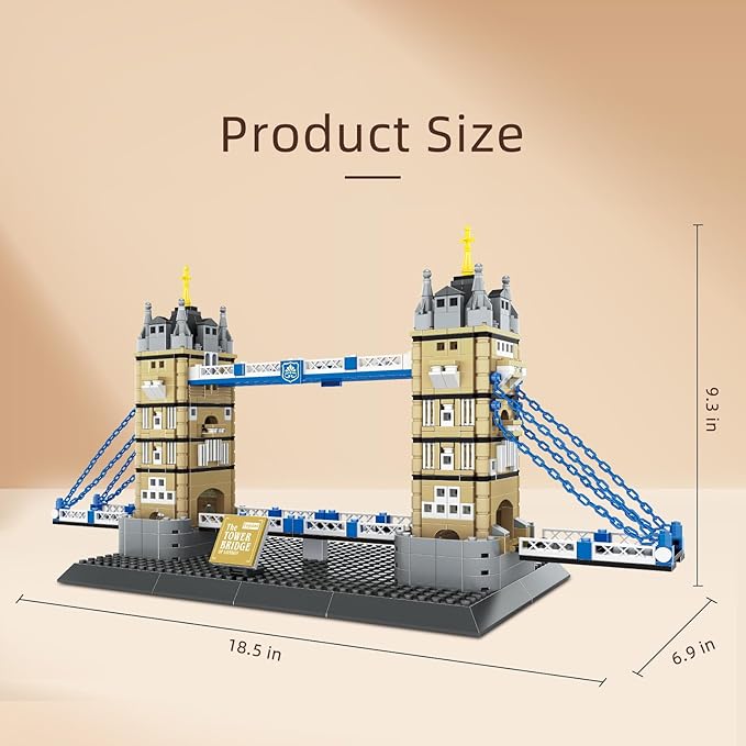 London Twin Tower Bridge Building Blocks Set – 969 Pieces DIY Architecture Model Kit, Collectible Landmark Toy for Adults & Kids, Creative Gift for Christmas&Birthday