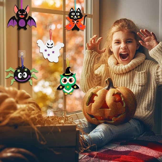 Fennoral 12 Pack Halloween Craft Kit for Kids Make You Own Halloween Foam Stickers Arts and Crafts DIY for Kids Boys Girls Party Supplies Halloween Decoration