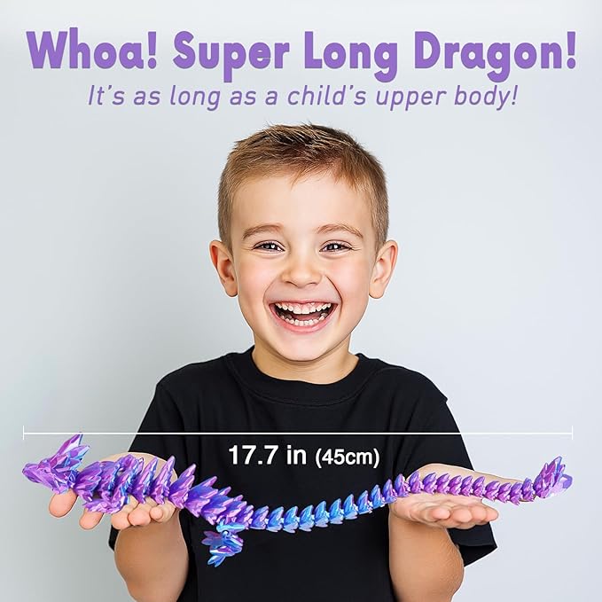 Large Dragon Eggs with Dragon Inside, 3D Printed Surprise Funny Gifts for Kids, Articulated Dragon Fidget Toys for Adults, Executive Desk Toys Office Room Décor (Shiny Purple)
