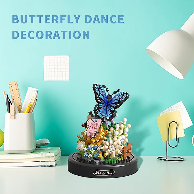 530 PCS Micro Brick Flower Butterfly Bouquet Building Sets, Animals Botanical Collection Blocks Model for Adult Toys,Home Decor and Office Art Creative Gift Women, Mom,Girl - Valentine’s Day Gift