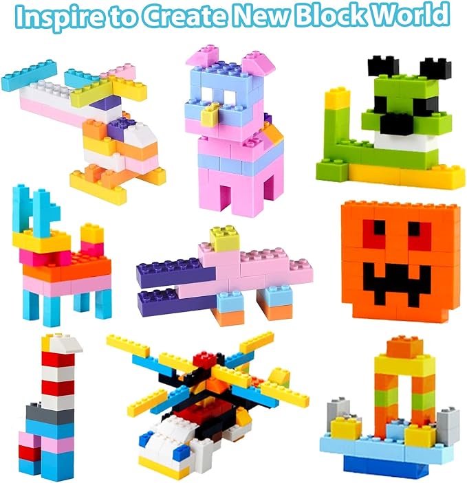 1500 Pieces Classic Building Bricks in 15 Popular Colors and 12 Mixed Shapes, Creative Small Building Blocks Set Learning Educational Toy Gift for Kids, Compatible with All Major Brands