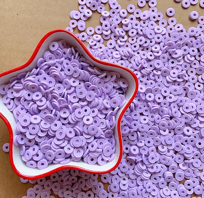 3000Pcs Clay Beads Flat Round Polymer Bead Vinyl Heishi Beads Flat Round Polymer Bead for Jewelry Making Necklace Bracelet (07-Purple)
