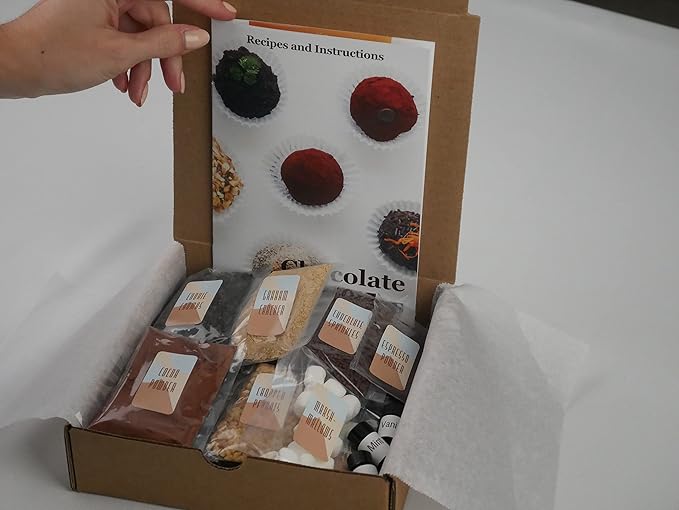 Chocolate Truffle Making Kit (Gift Idea, DIY Activity, Easy Intro to the Art of Chocolate Making). Fun for All Ages! Includes Recipes and Ingredients to make 18 Hand-Rolled Gourmet Chocolate Truffles
