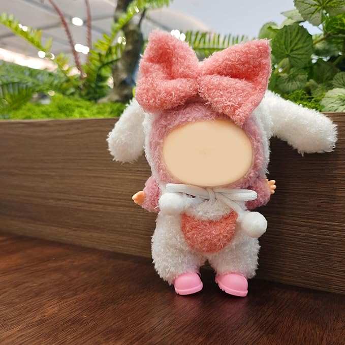 17cm Doll Clothes and Shoes Set, Pink Bunny Clothes Set, 4 PCS Cute Outfits and Shoes Stylish Exquisite Accessories