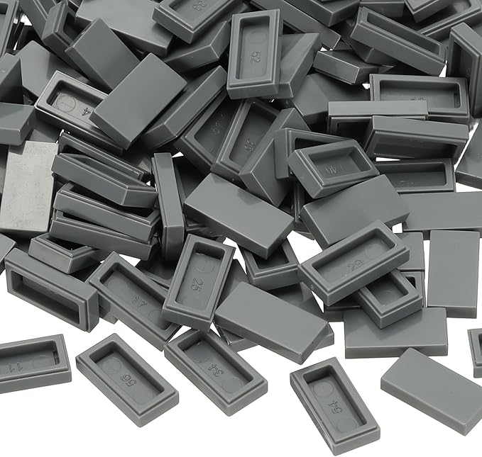 PATIKIL 555 Pcs Flat Blocks Bulk, 1x2 Square Dark Gray Classic Tiles Smooth Surface Mini Building Blocks Accessories Compatible Bricks Kits for Building Floor Walls Mosaic Pixel Arts