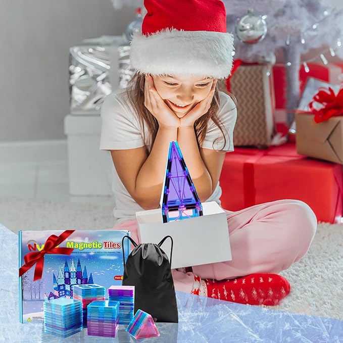 Magnetic Tiles Kids Toys for 3 4 5 6 7 8+ Year Old Boys Girls Toys Castle Princess Magnetic Building Blocks Educational Toddler Gifts Toy Age 2-4 5 6-8 Year Old Girl Boy Birthday