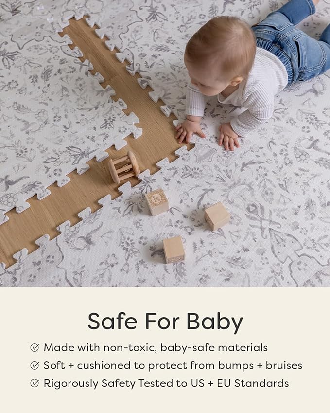 House of Noa Baby Play Mat – 4x8 Oat Ula – Set of 8 Tiles – Cushioned EVA Foam Play Mat for Floor, Soft Interlocking Baby Crawling Mats for Hard Floors